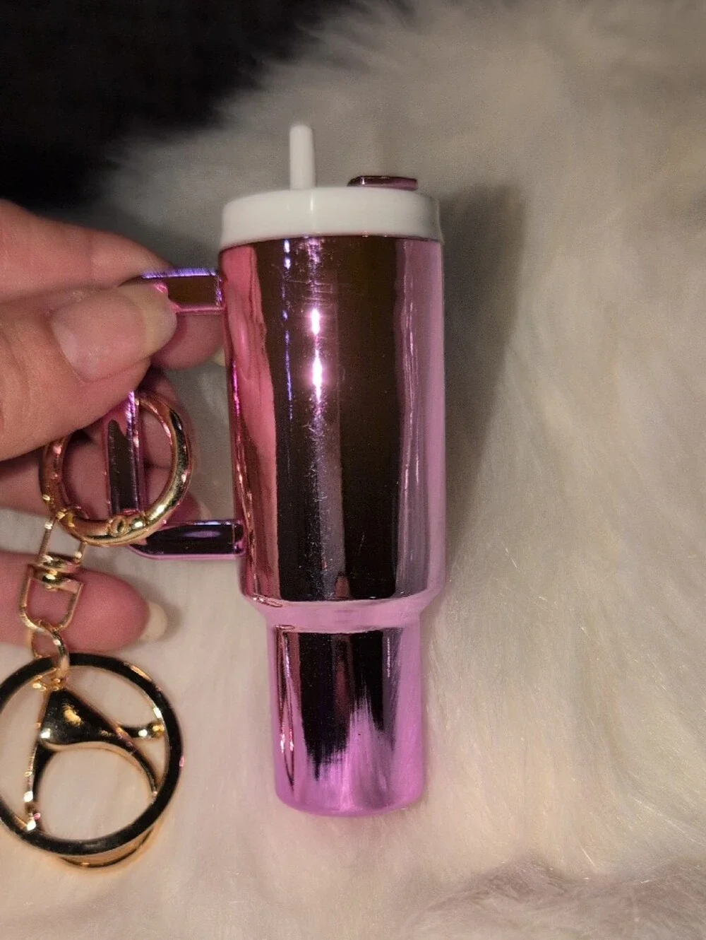 Pink/Purple Metallic Tumbler Keychain Bagcharm